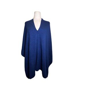 Letarte 100% Cashmere Blue Poncho Luxury Lagom Minimalist Cozy Stretch OSFA